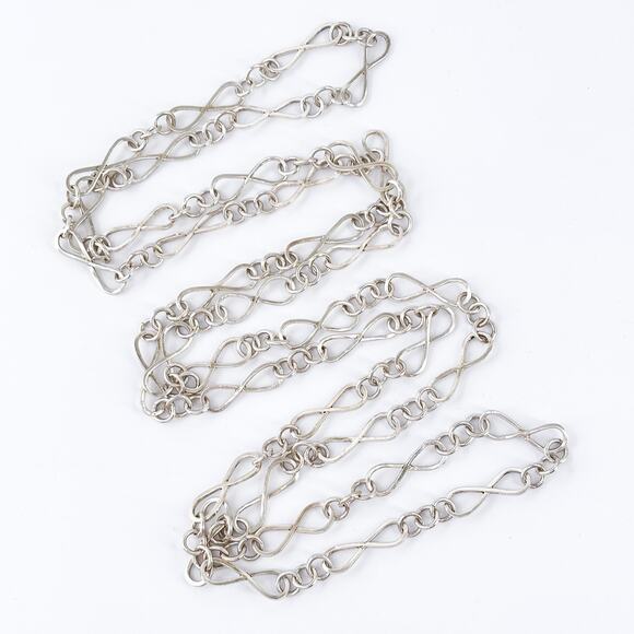 Vintage Sterling Silver 925 Infinity Link Chain Necklace 55” - Picture 2 of 5